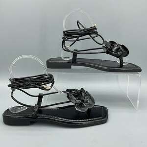 NEW I.N.C. Women’s Gilma Flower Lace up Sandals Black Size 7.5M